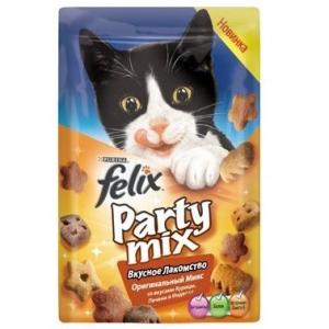 Лакомство для кошек Felix Party Mix, 60 г, курица с печенью и индейкой