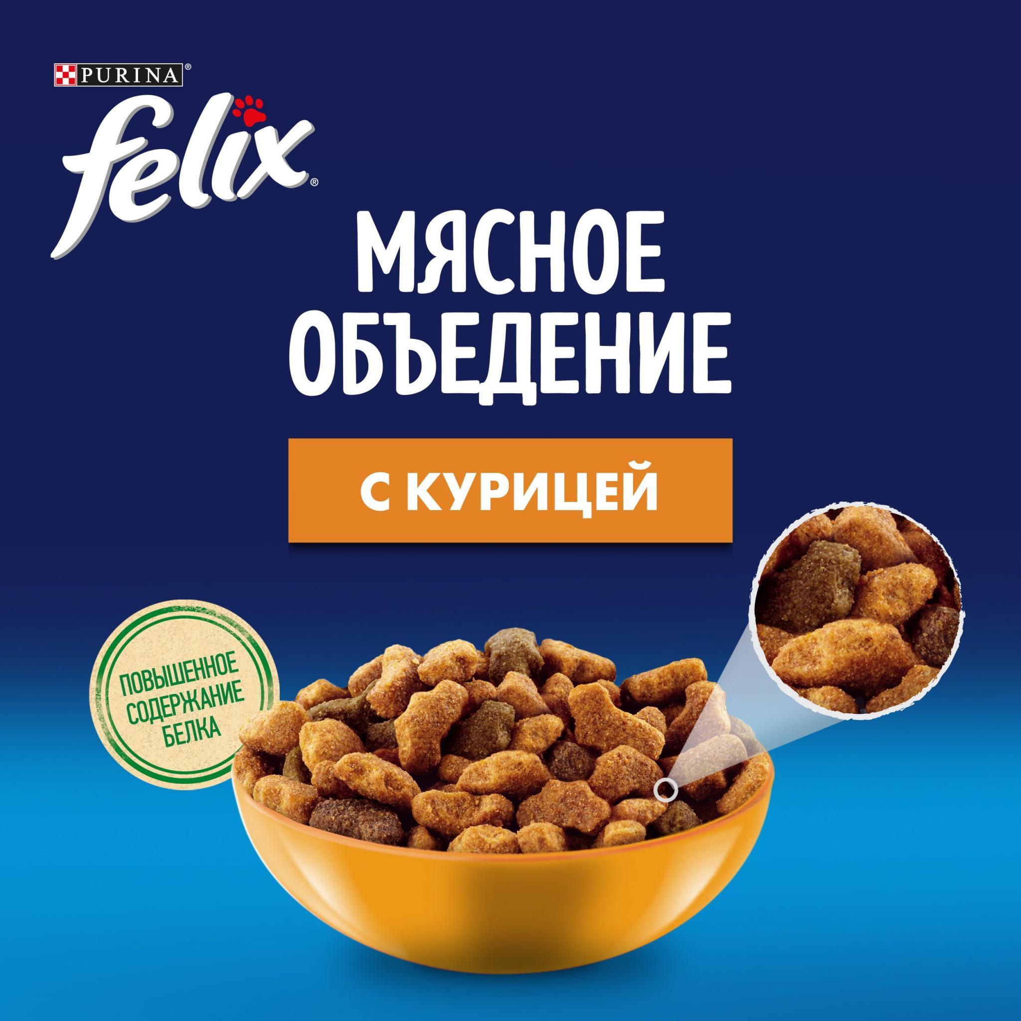 Купить Felix Мясное объедение корм для кошек, 600 г, курица - Интернет  зоомагазин MyPet-Online.ru