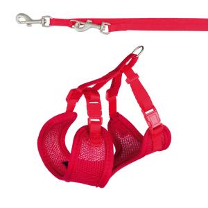 Шлейка-жилетка с поводком для щенка Trixie Puppy Soft Harness with Leash, красный