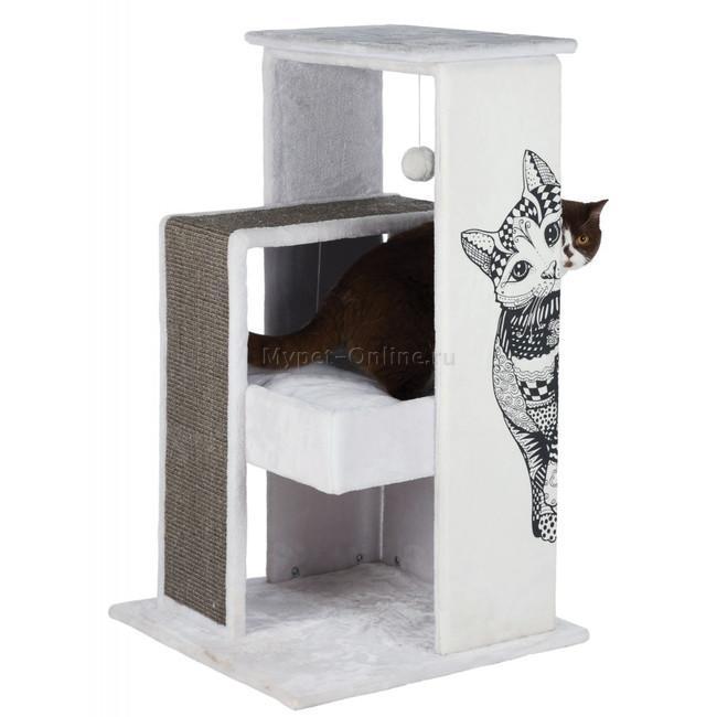 Дом-когтеточка (62х50х156 см) из сизаля и плюша для кошек