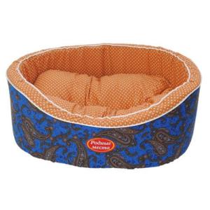 Лежак для собак Родные Места Премиум №2 Огурцы синие, размер 49х43х17см.