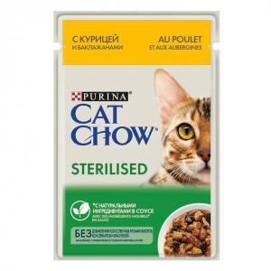 Корм для кошек Purina Cat Chow Sterilised, 85 г, курица с баклажанами
