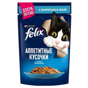 Корм для кошек Felix Аппетитные кусочки, 85 г, форель