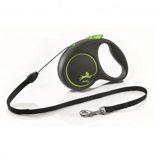 Поводок-рулетка для собак Flexi Black Design S, черный/зеленый