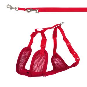 Шлейка для щенков с поводком Trixie Puppy Soft Harness with Leash, красный