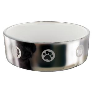 Миска для собак Trixie Ceramic Bowl L, размер 19см., серебряный / белый