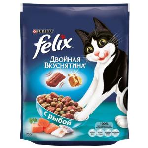 Корм для кошек Felix Двойная вкуснятина, 750 г, рыба