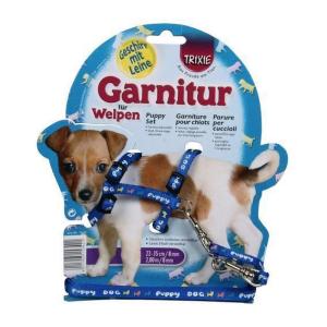 Шлейка для щенков Trixie Puppy Harness with Leash, синий