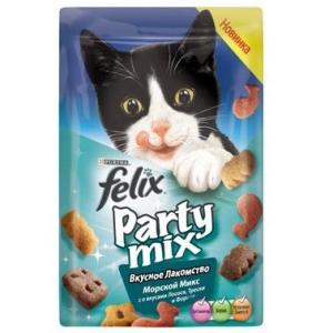 Лакомство для кошек Felix Party Mix, 20 г, Лосось с треской и форелью