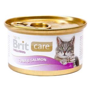 Консервы для кошек Brit Care, 80 г, тунец с лососем