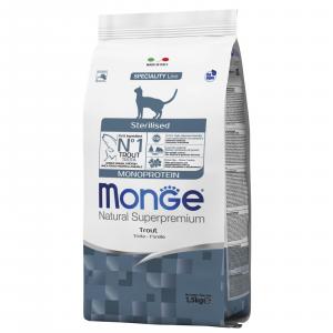 Корм для кошек Monge Monoprotein Sterilised, 1.5 кг, форель