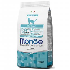 Корм для кошек Monge, 1.583 кг, треска