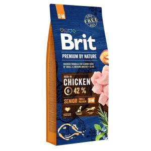 Корм для собак Brit Premium by Nature Senior S/M, 15 кг, курица