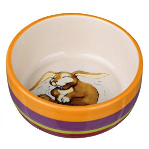 Миска для грызунов Trixie Ceramic Bowl, 250 мл, размер 11см., разноцветные полоски/кремовый