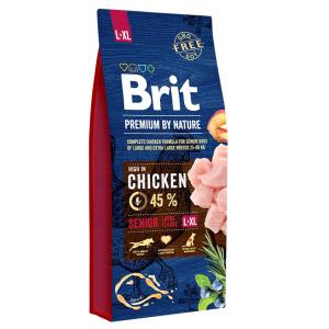 Корм для собак Brit Premium by Nature Senior L/XL, 15 кг, курица
