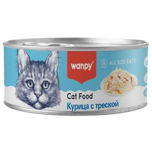 Корм   для кошек Wanpy Cat, 95 г, Курица с треской