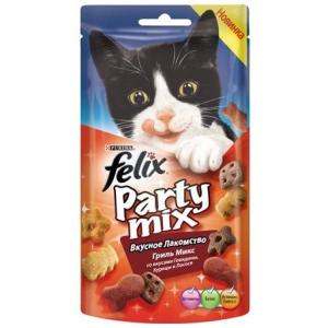 Лакомство для кошек Felix Party Mix, 20 г, говядина с курицей и лососем