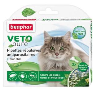 Капли от блох и клещей для кошек Beaphar Bio Veto Pure, 3 пип.
