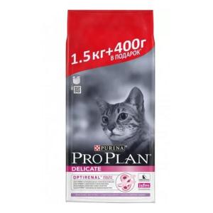 Корм для кошек Pro Plan Delicate, 1.9 кг, индейка с рисом