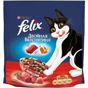 Корм для кошек Felix Двойная Вкуснятина, 1.5 кг, птица