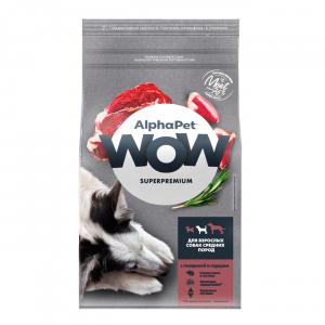 Корм для собак Alpha Pet WOW Superpremium , 2 кг, говядина и сердце