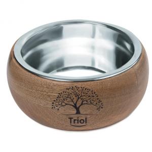 Миска  для животных Triol Natural, 330 мл, размер 15x15x5см., серебристый с орехово-коричневым