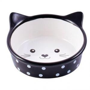 Миска для кошек КерамикАрт Мордочка кошки, 250 мл, черная