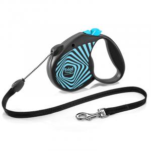 Поводок-рулетка для собак Triol by Flexi Life Geometry Blue, размер M , размер 14.9x3.3x10.5см., черный с голубым