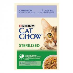 Корм для кошек Purina Cat Chow Sterilised, 85 г, ягненок с зеленой фасолью