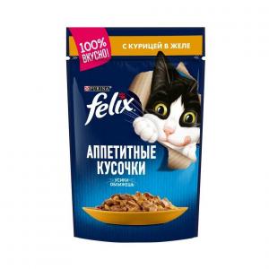 Корм для кошек Felix Аппетитные кусочки, 85 г, курица