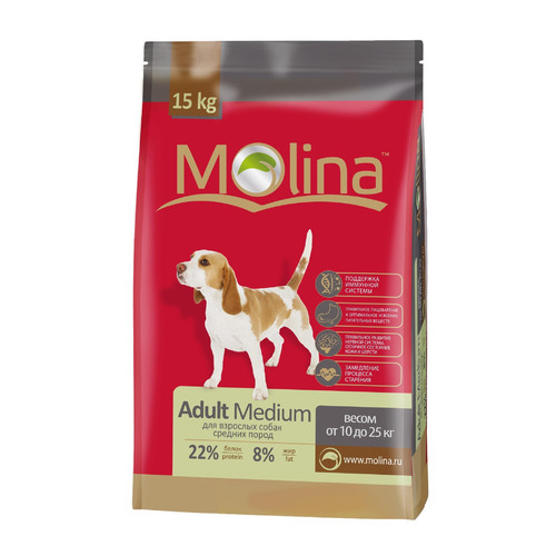 Корм для собак Molina Adult Medium, 15 кг, птица