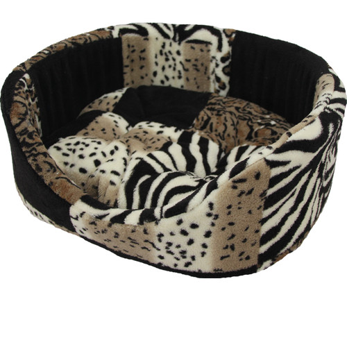 Лежак для собак и кошек Xody Открытый с мехом 3, размер 55х43х16см., цвета в ассортименте